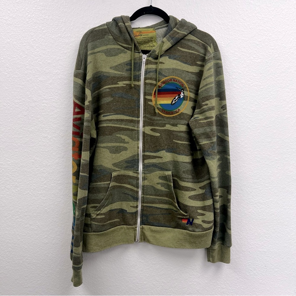 Aviator Nation Camo Logo Zip Up Hoodie